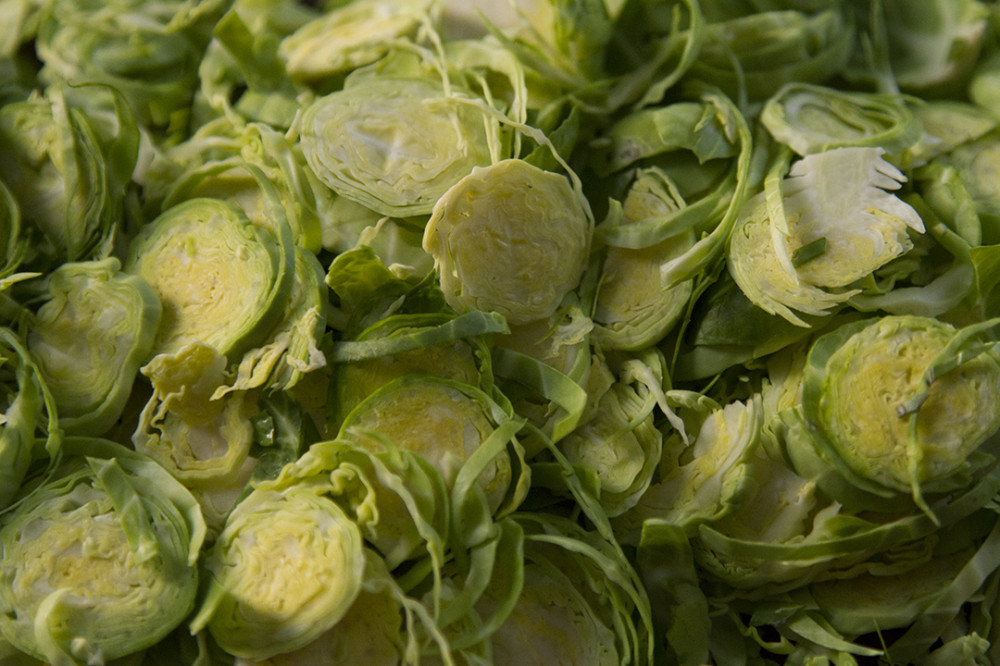Thinly sliced brussels sprouts.