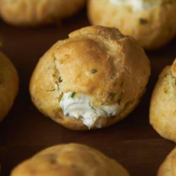 A parmesan-rosemary gougère with goat cheese filling.