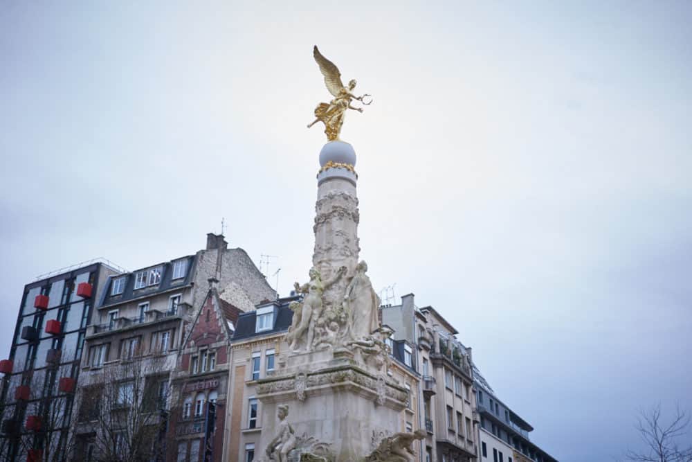 Subé fountain (Fontaine Subé) in Reims city center. 