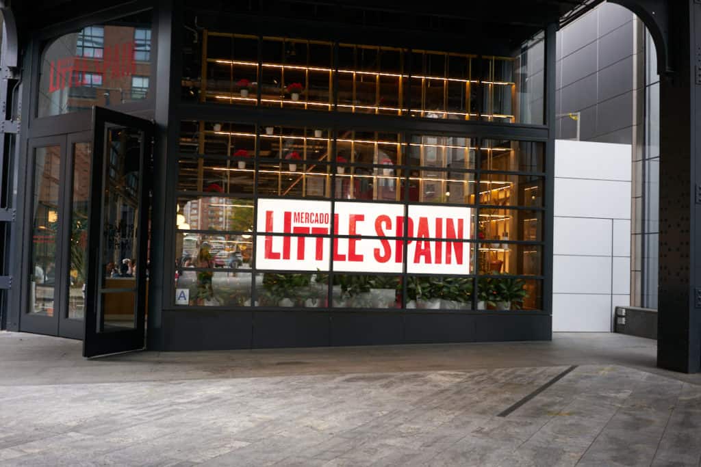 The entrance sign to Mercado Little Spain at Hudson Yards in New York City.