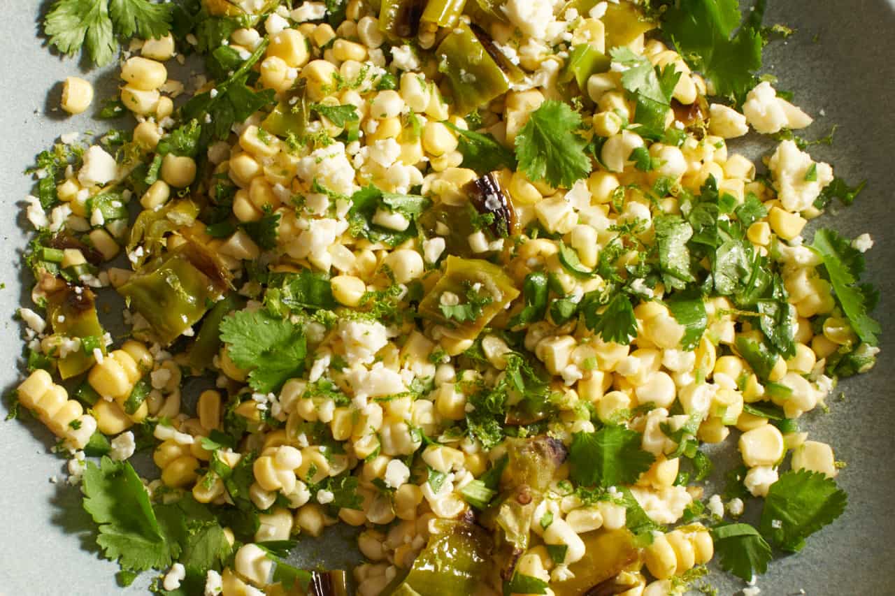 Close up of corn salad.