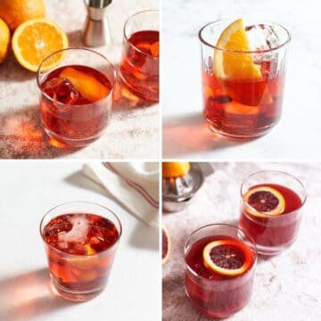 Four different Negroni variations in a grid.